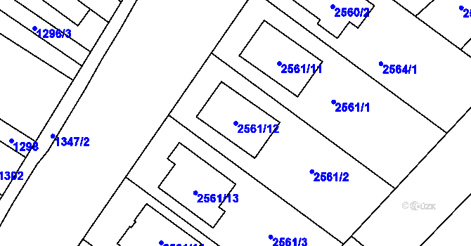Parcela st. 2561/12 v KÚ Lužice u Hodonína, Katastrální mapa