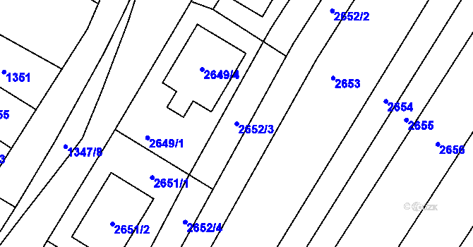 Parcela st. 2652/3 v KÚ Lužice u Hodonína, Katastrální mapa