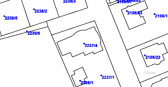 Parcela st. 2237/4 v KÚ Lužice u Hodonína, Katastrální mapa