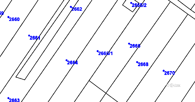 Parcela st. 2665/1 v KÚ Lužice u Hodonína, Katastrální mapa