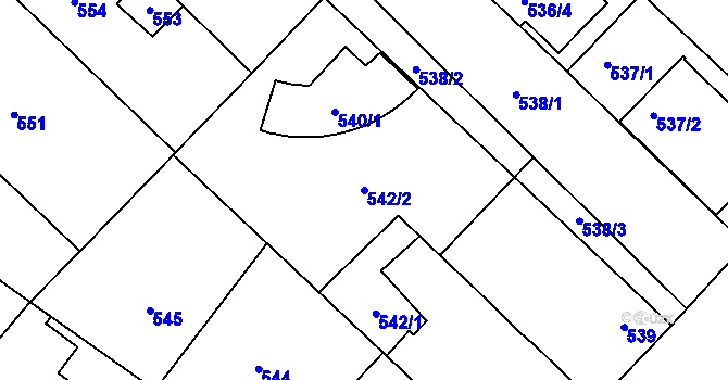 Parcela st. 542/2 v KÚ Lužice u Hodonína, Katastrální mapa