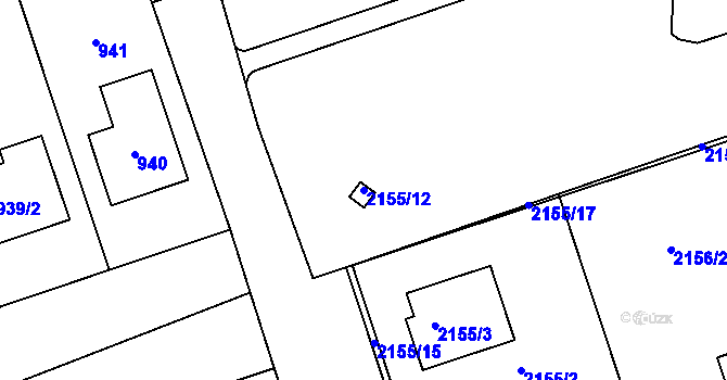 Parcela st. 2155/12 v KÚ Lužice u Hodonína, Katastrální mapa