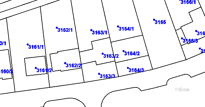 Parcela st. 3163/2 v KÚ Lužice u Hodonína, Katastrální mapa