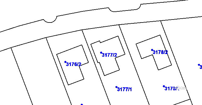 Parcela st. 3177/2 v KÚ Lužice u Hodonína, Katastrální mapa