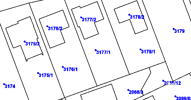 Parcela st. 3177/1 v KÚ Lužice u Hodonína, Katastrální mapa