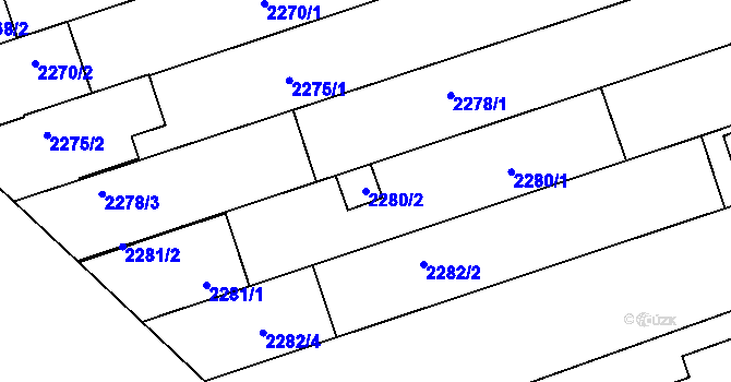 Parcela st. 2280/2 v KÚ Lužice u Hodonína, Katastrální mapa