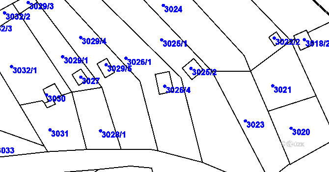 Parcela st. 3026/4 v KÚ Lužice u Hodonína, Katastrální mapa