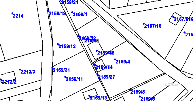 Parcela st. 2159/46 v KÚ Lužice u Hodonína, Katastrální mapa