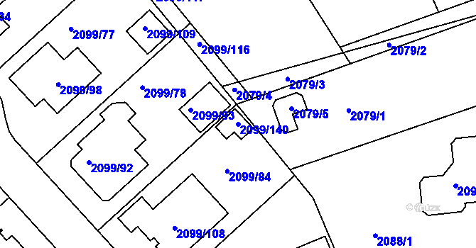 Parcela st. 2099/140 v KÚ Lužice u Hodonína, Katastrální mapa