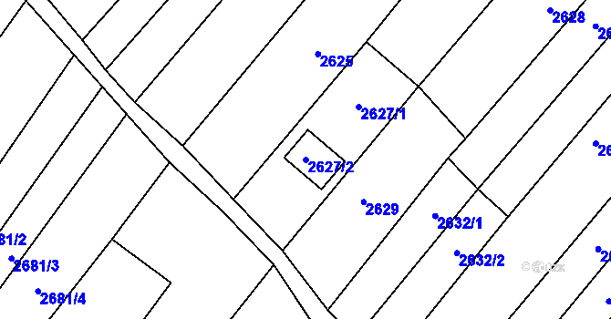 Parcela st. 2627/2 v KÚ Lužice u Hodonína, Katastrální mapa