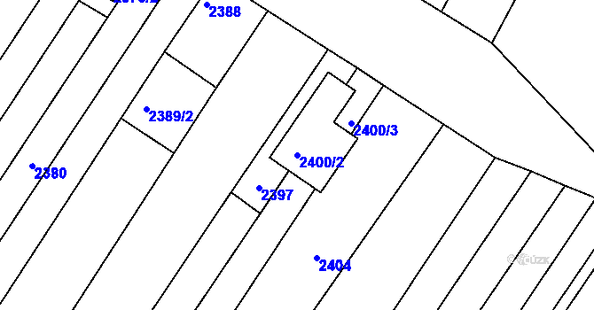 Parcela st. 2400/2 v KÚ Lužice u Hodonína, Katastrální mapa