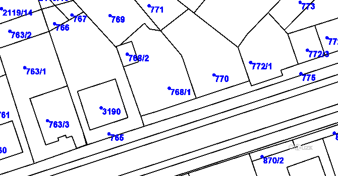 Parcela st. 768/1 v KÚ Lužice u Hodonína, Katastrální mapa
