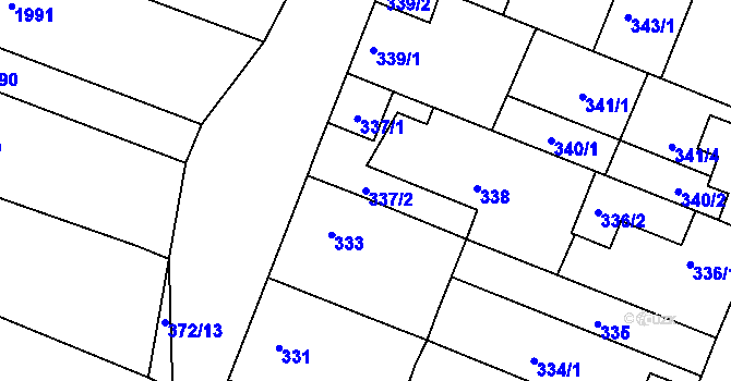 Parcela st. 337/2 v KÚ Lužice u Hodonína, Katastrální mapa