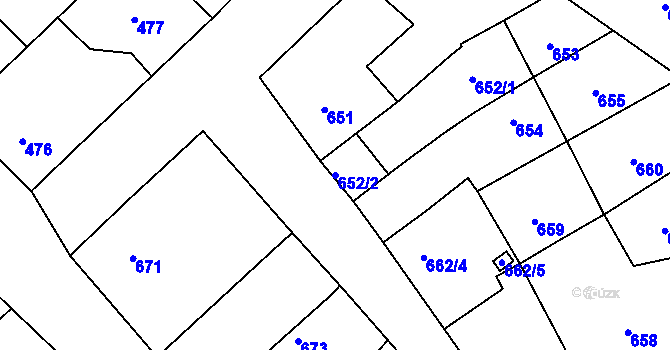 Parcela st. 652/2 v KÚ Lužice u Hodonína, Katastrální mapa