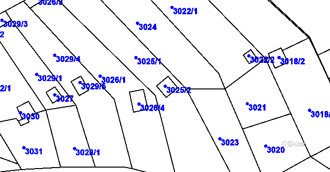 Parcela st. 3025/2 v KÚ Lužice u Hodonína, Katastrální mapa