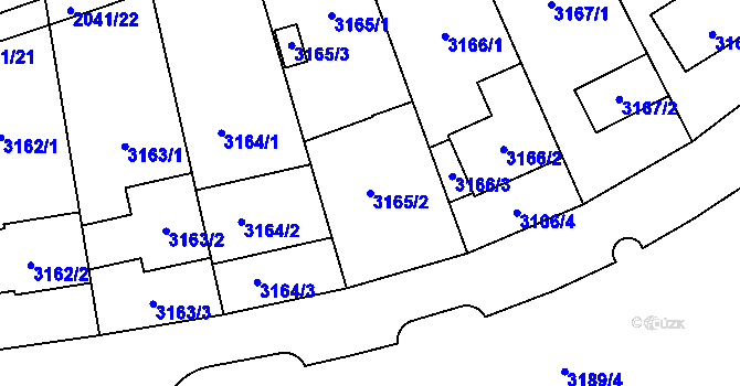Parcela st. 3165/2 v KÚ Lužice u Hodonína, Katastrální mapa