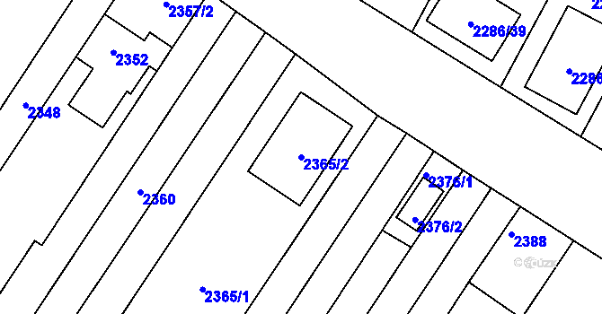 Parcela st. 2365/2 v KÚ Lužice u Hodonína, Katastrální mapa