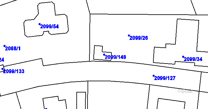 Parcela st. 2099/148 v KÚ Lužice u Hodonína, Katastrální mapa