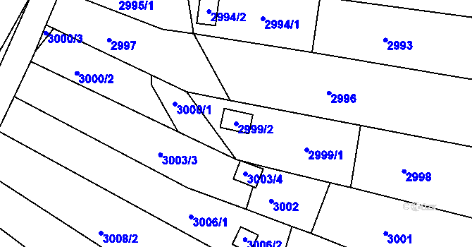 Parcela st. 2999/2 v KÚ Lužice u Hodonína, Katastrální mapa