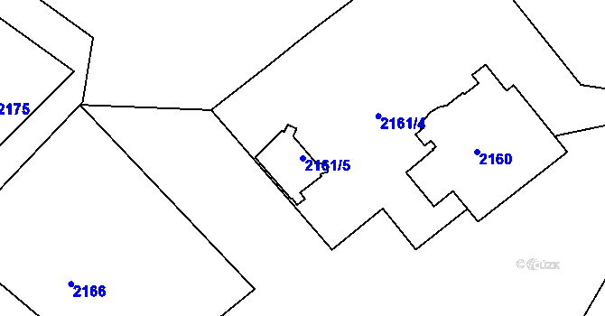 Parcela st. 2161/5 v KÚ Lužice u Hodonína, Katastrální mapa