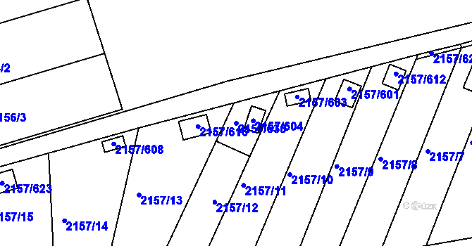 Parcela st. 2157/636 v KÚ Lužice u Hodonína, Katastrální mapa
