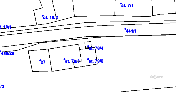 Parcela st. 78/4 v KÚ Lužice u Šternberka, Katastrální mapa