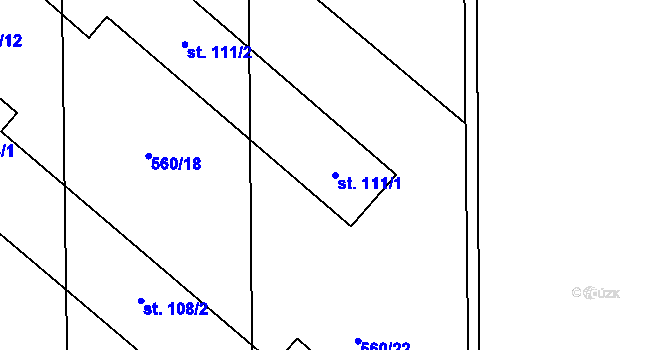 Parcela st. 111/1 v KÚ Lužice u Šternberka, Katastrální mapa