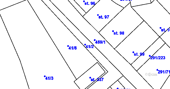 Parcela st. 41/2 v KÚ Lužice u Šternberka, Katastrální mapa