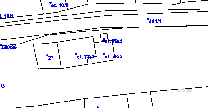 Parcela st. 78/5 v KÚ Lužice u Šternberka, Katastrální mapa
