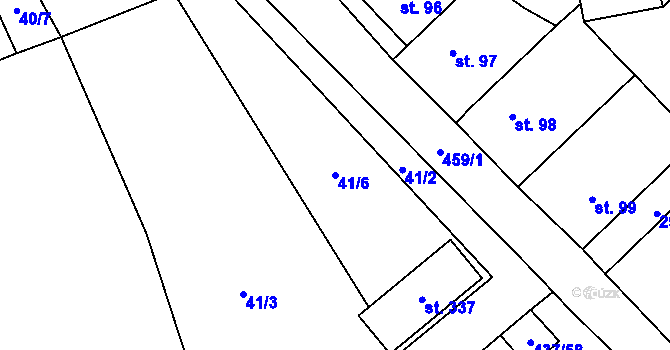 Parcela st. 41/6 v KÚ Lužice u Šternberka, Katastrální mapa