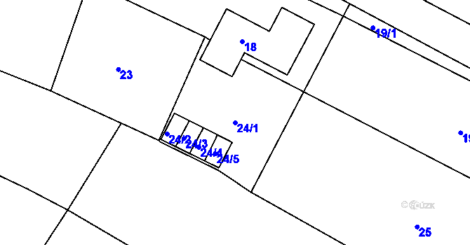 Parcela st. 24 v KÚ Lužná u Rakovníka, Katastrální mapa