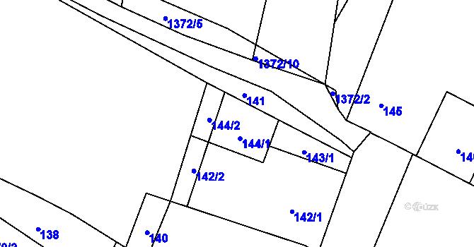 Parcela st. 144 v KÚ Lužná u Rakovníka, Katastrální mapa
