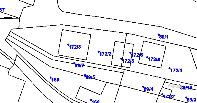 Parcela st. 172/2 v KÚ Lužná u Rakovníka, Katastrální mapa
