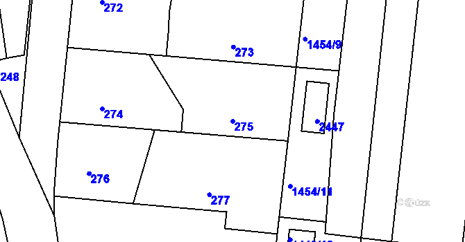 Parcela st. 275 v KÚ Lužná u Rakovníka, Katastrální mapa