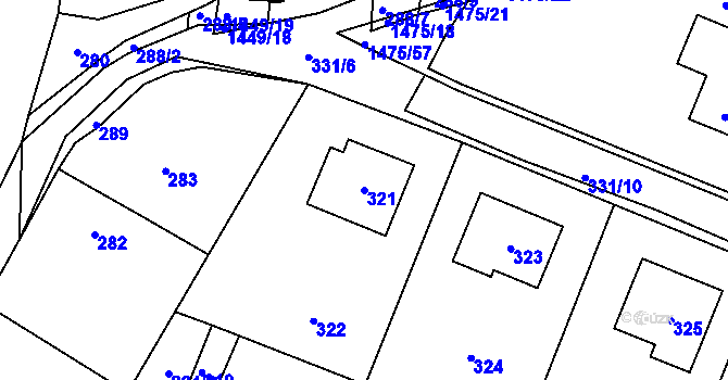 Parcela st. 321 v KÚ Lužná u Rakovníka, Katastrální mapa