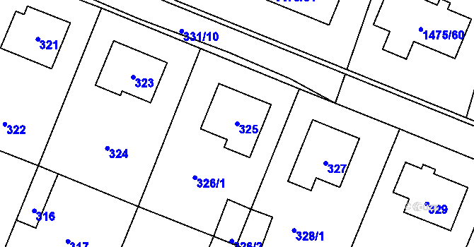 Parcela st. 325 v KÚ Lužná u Rakovníka, Katastrální mapa