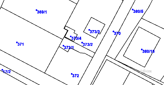 Parcela st. 373/2 v KÚ Lužná u Rakovníka, Katastrální mapa