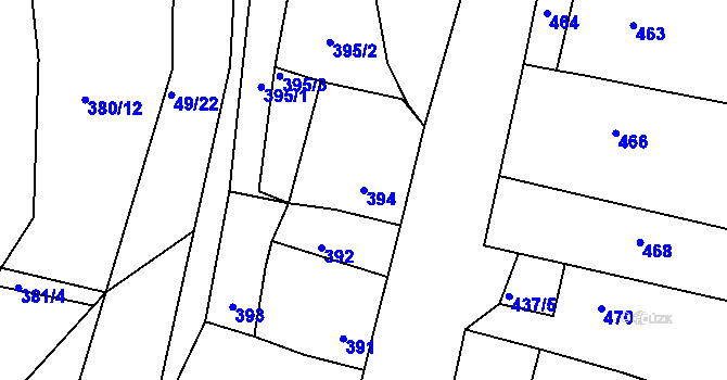 Parcela st. 394 v KÚ Lužná u Rakovníka, Katastrální mapa