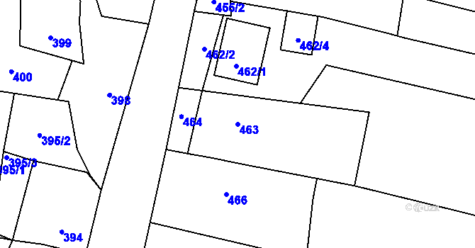 Parcela st. 463 v KÚ Lužná u Rakovníka, Katastrální mapa