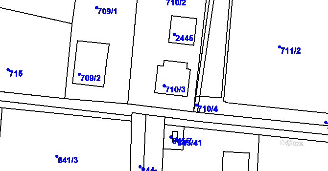 Parcela st. 710/3 v KÚ Lužná u Rakovníka, Katastrální mapa