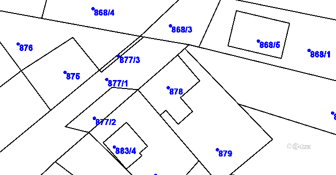 Parcela st. 878 v KÚ Lužná u Rakovníka, Katastrální mapa
