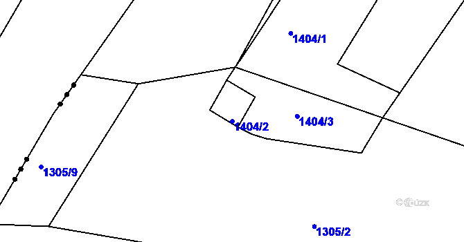 Parcela st. 1404/2 v KÚ Lužná u Rakovníka, Katastrální mapa