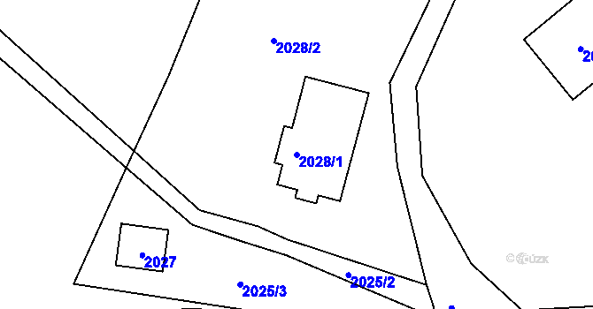 Parcela st. 2028/1 v KÚ Lužná u Rakovníka, Katastrální mapa