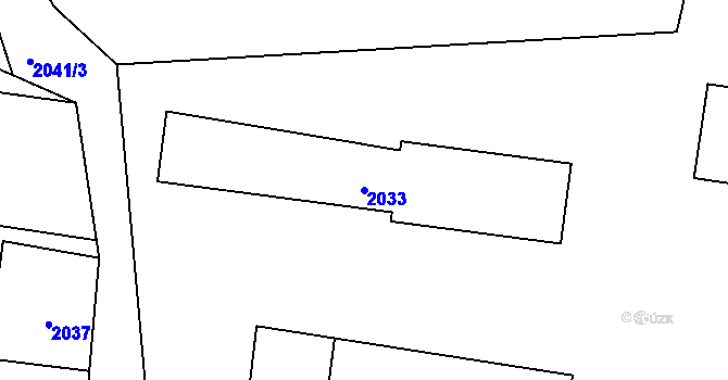 Parcela st. 2033 v KÚ Lužná u Rakovníka, Katastrální mapa