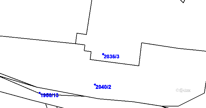 Parcela st. 2036/3 v KÚ Lužná u Rakovníka, Katastrální mapa