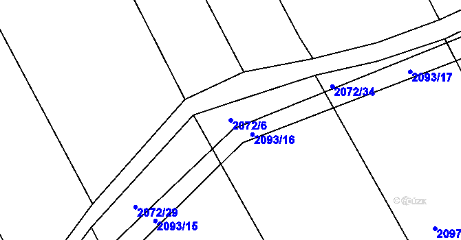 Parcela st. 2072/6 v KÚ Lužná u Rakovníka, Katastrální mapa