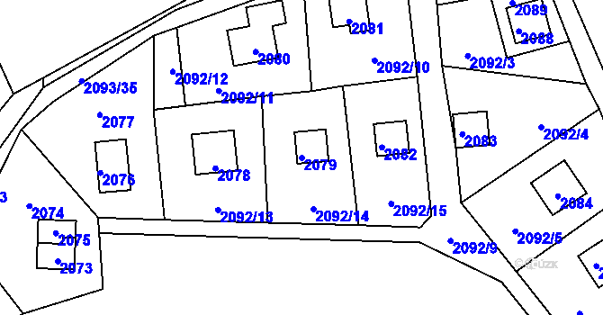 Parcela st. 2079 v KÚ Lužná u Rakovníka, Katastrální mapa