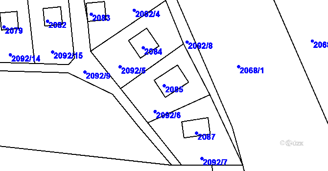 Parcela st. 2085 v KÚ Lužná u Rakovníka, Katastrální mapa
