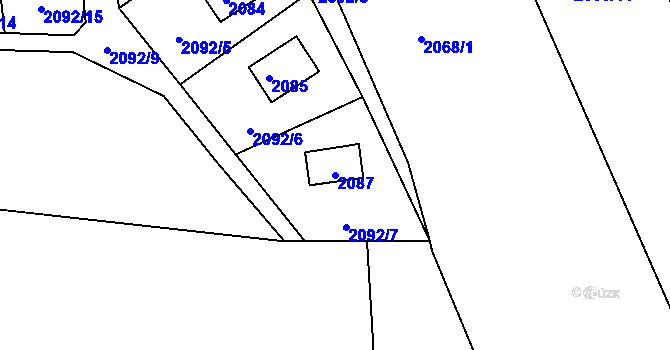 Parcela st. 2087 v KÚ Lužná u Rakovníka, Katastrální mapa