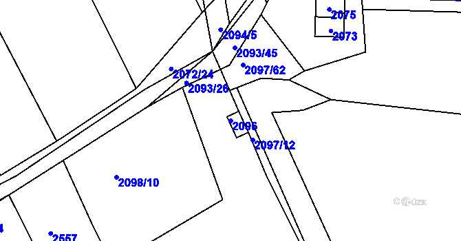 Parcela st. 2096 v KÚ Lužná u Rakovníka, Katastrální mapa